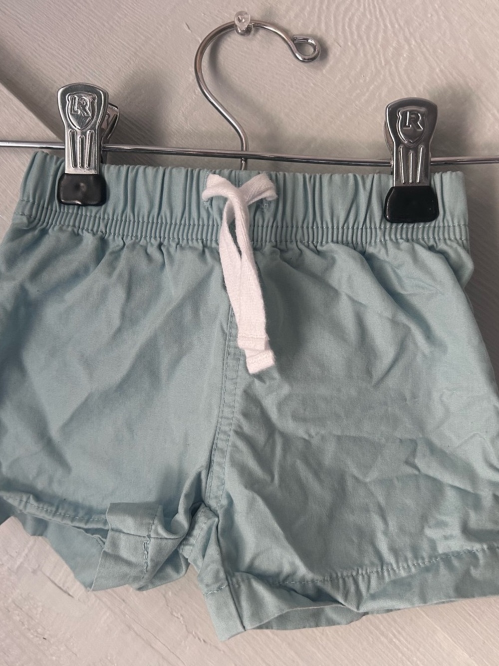 Carter's Pale Blue Elastic Waist Shorts with White Drawstring